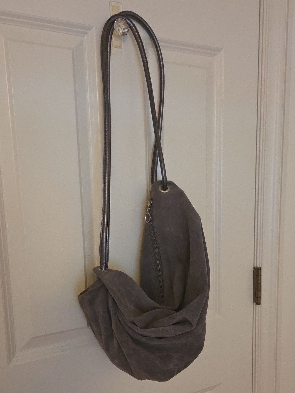 Gray Suede Sling Bag - Stylish Everyday Crossbody
